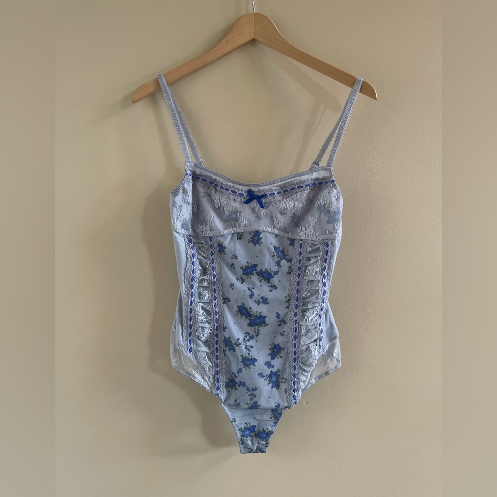 Free People Sara Corset Bodysuit in Blue Combo; Size: Medium - Picture 6 of 13